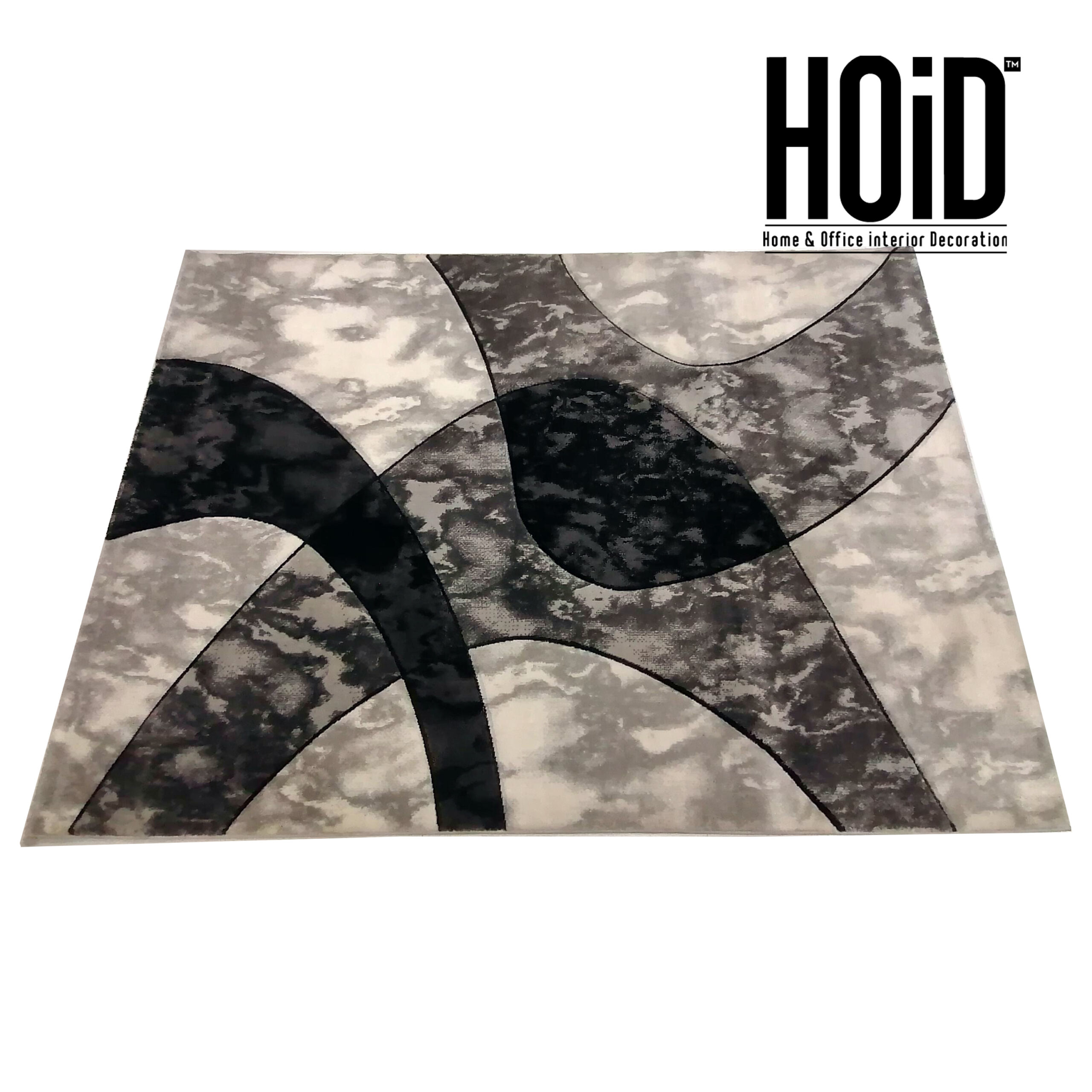 Wave Black & Grey Rug - HOiD.pk