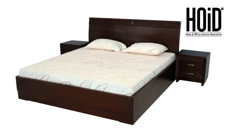 Pulido Oak King Size Bed With 2 Drawer, King Size Bed Side Tables