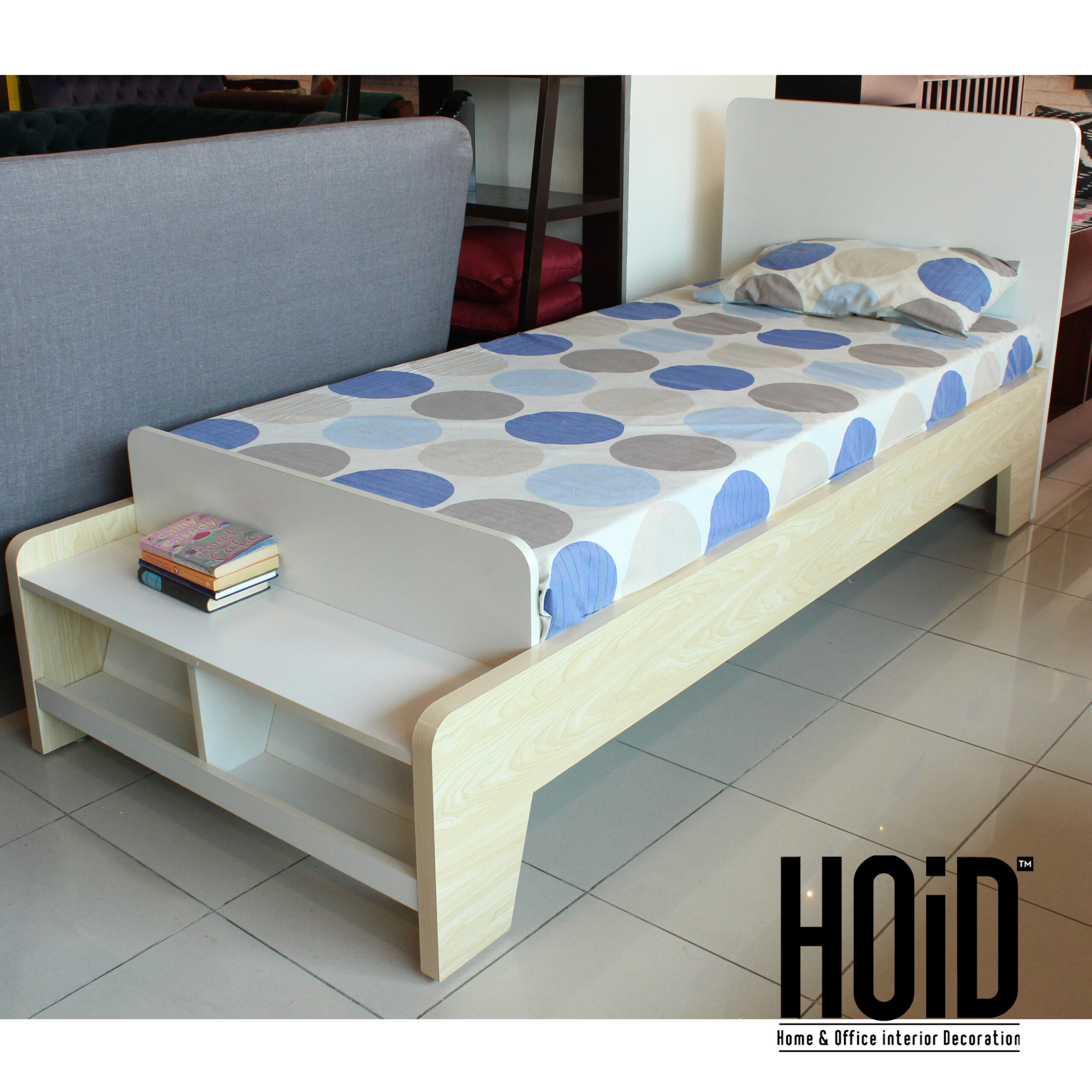 Saman! Single Bed with Storage Shelf in Lamination Pressing HOiD.pk