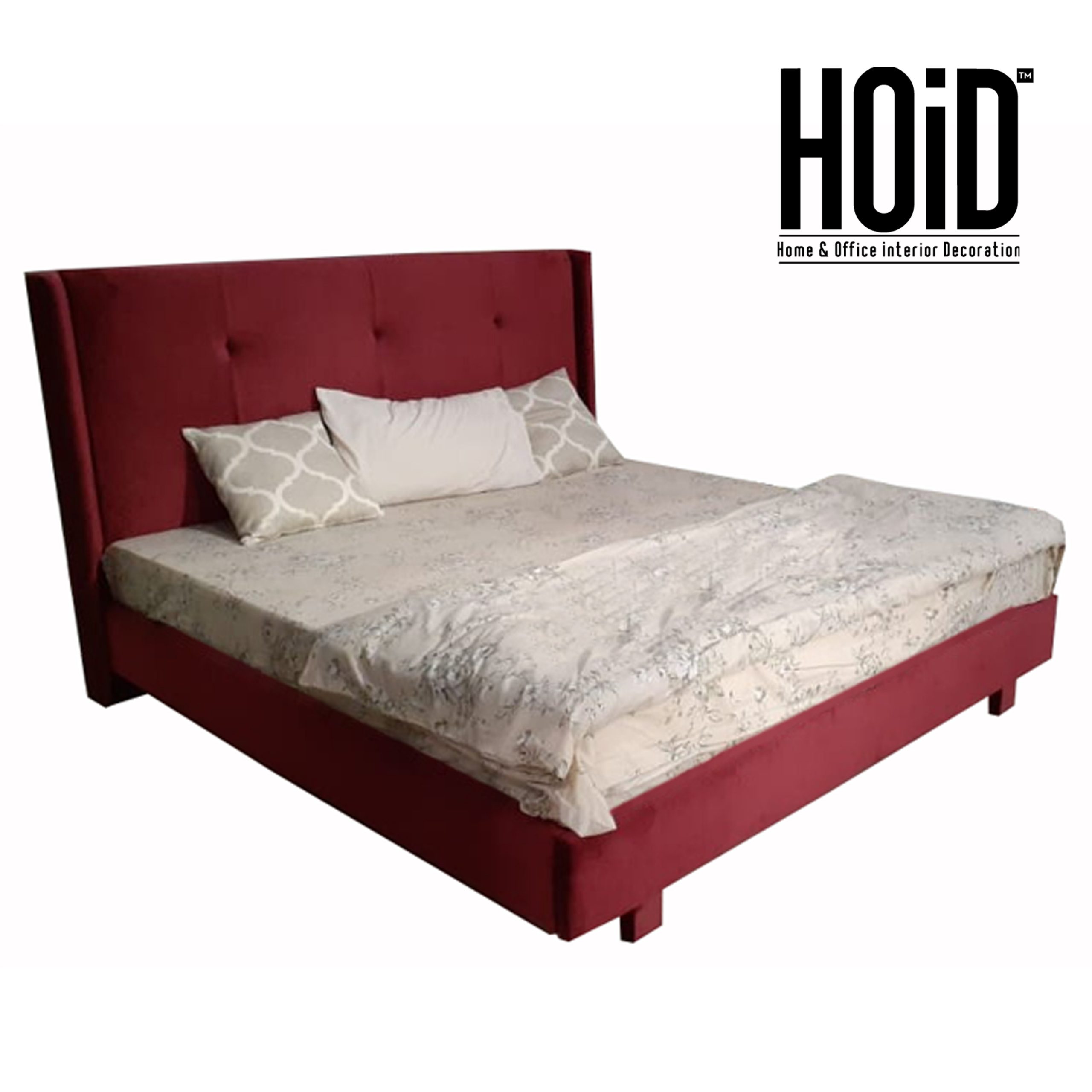 Dotted Tufted Bed In Suede Fabric Hoid Pk, Brown Suede Bed Frame