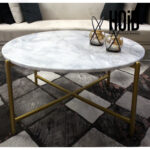 Mile Marble Top Center Table with Rod Iron Base