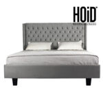 river tufted bed in grey suede