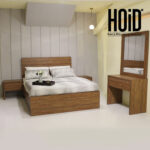 Elevate your bedroom with the abbaVa Designer Bed set featuring two coordinating side tables, a sleek dresser, and a stylish mirror.