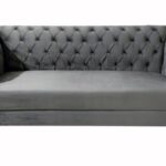 "Grey Ellen 2.5 Seater Sofa with tufted backrest and wooden legs - available in karachi."