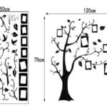 Black and white listing of a 'Family Tree Wall Sticker' with a tree and hanging frames.