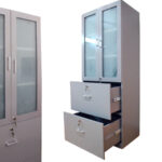 Melamine office storage shelf with glass doors