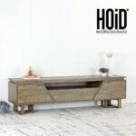 Modern wooden TV console with storage and pure wooden legs.