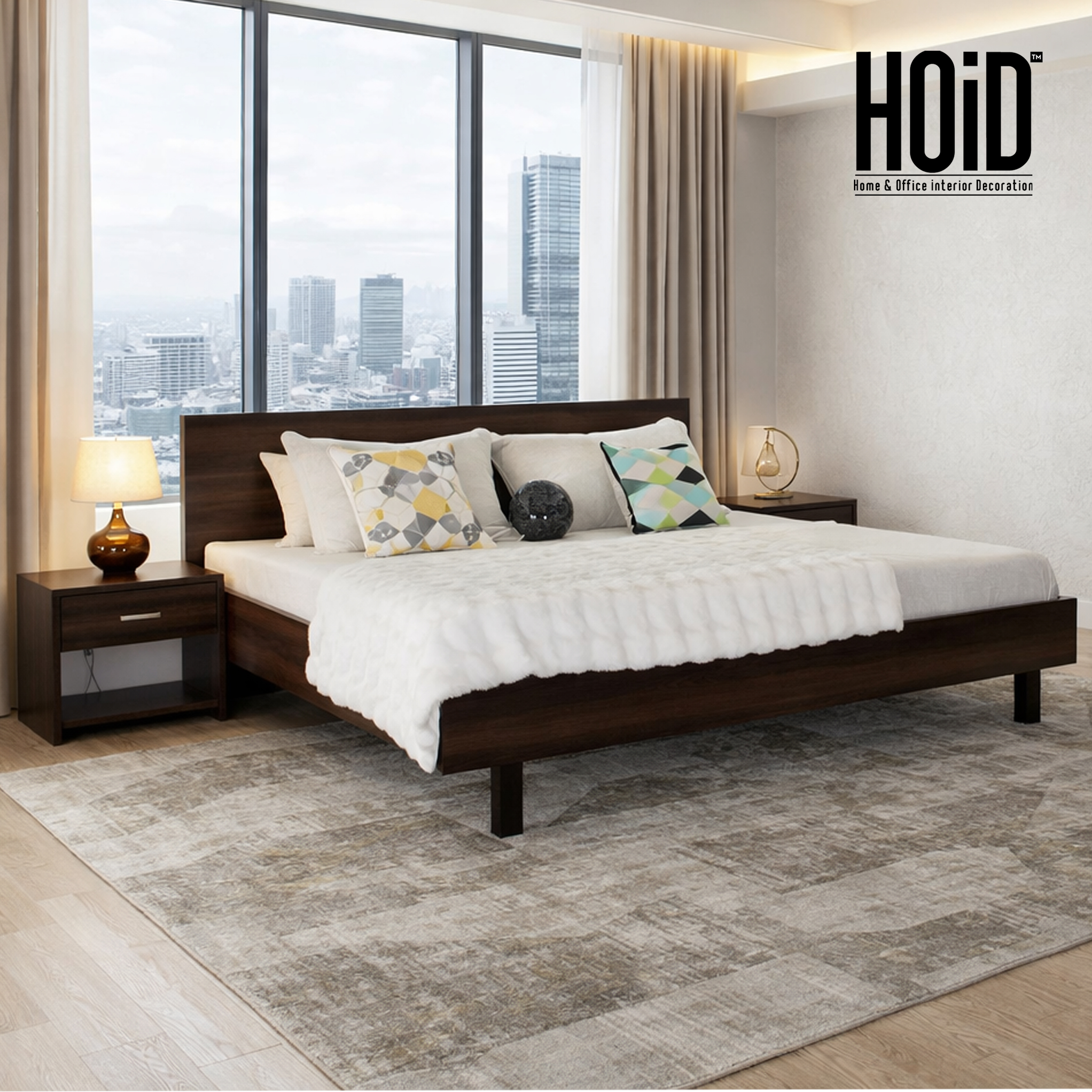 passage bed with 2 sidetables