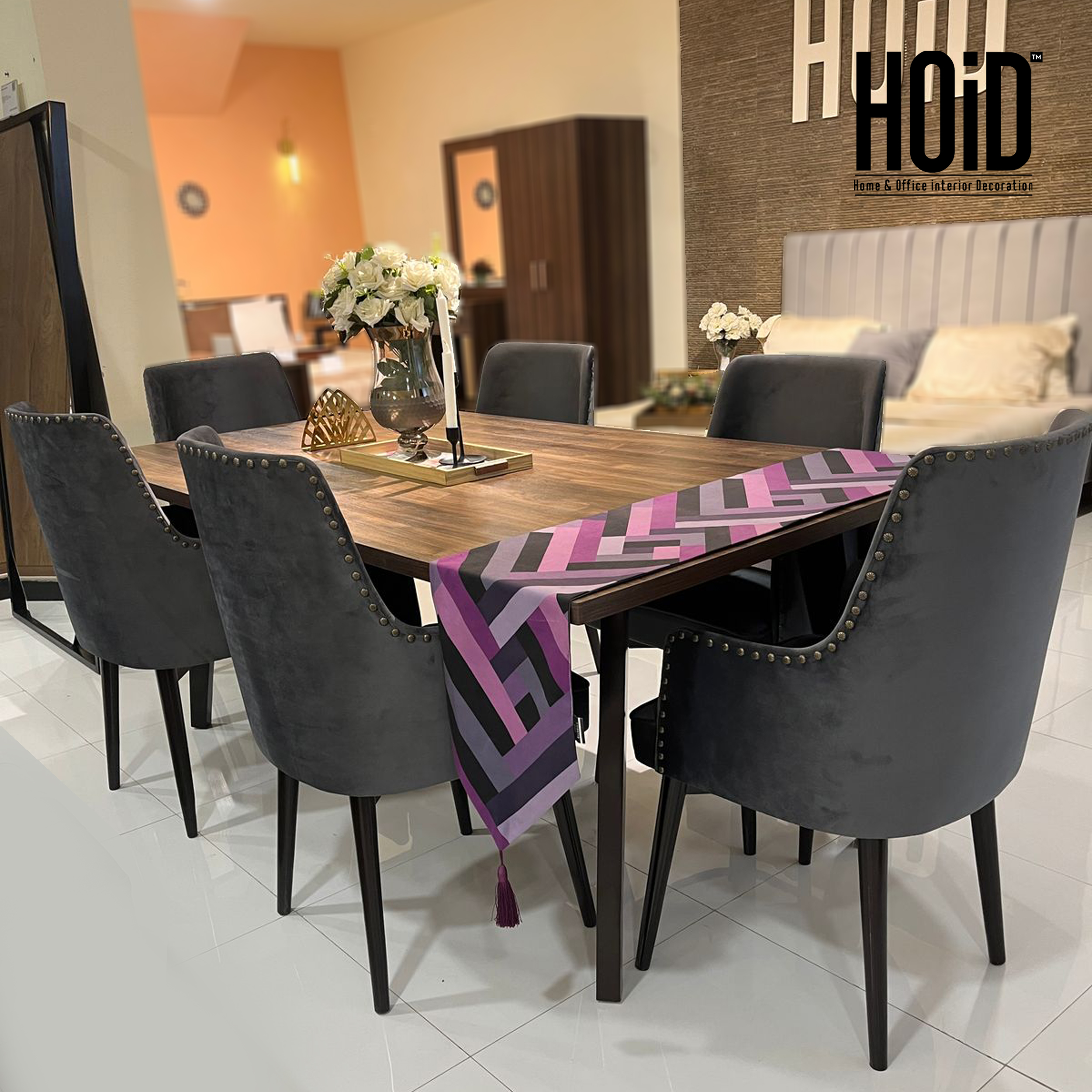 life dining table with 6 drum chairs