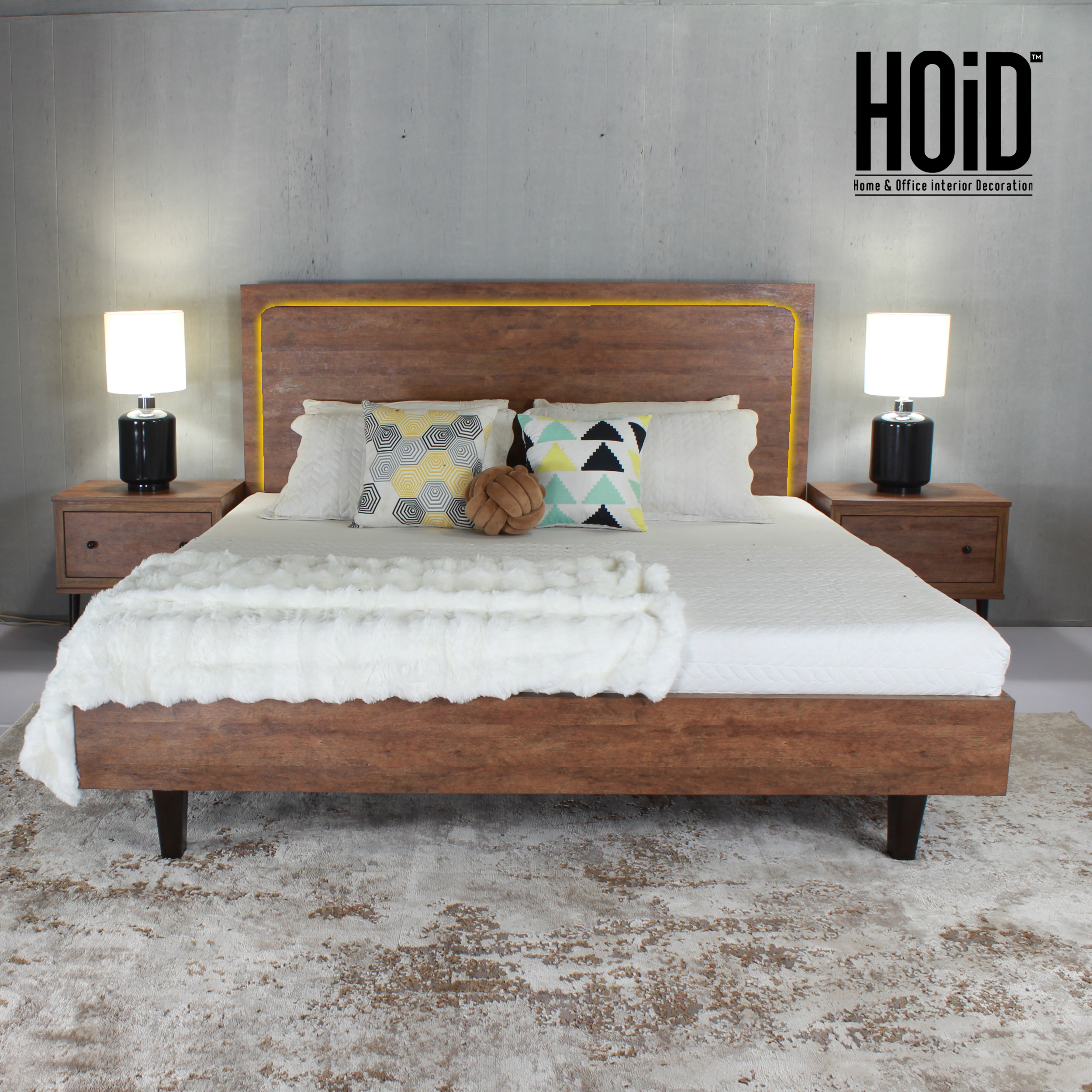 tile bed back light with trak side tables